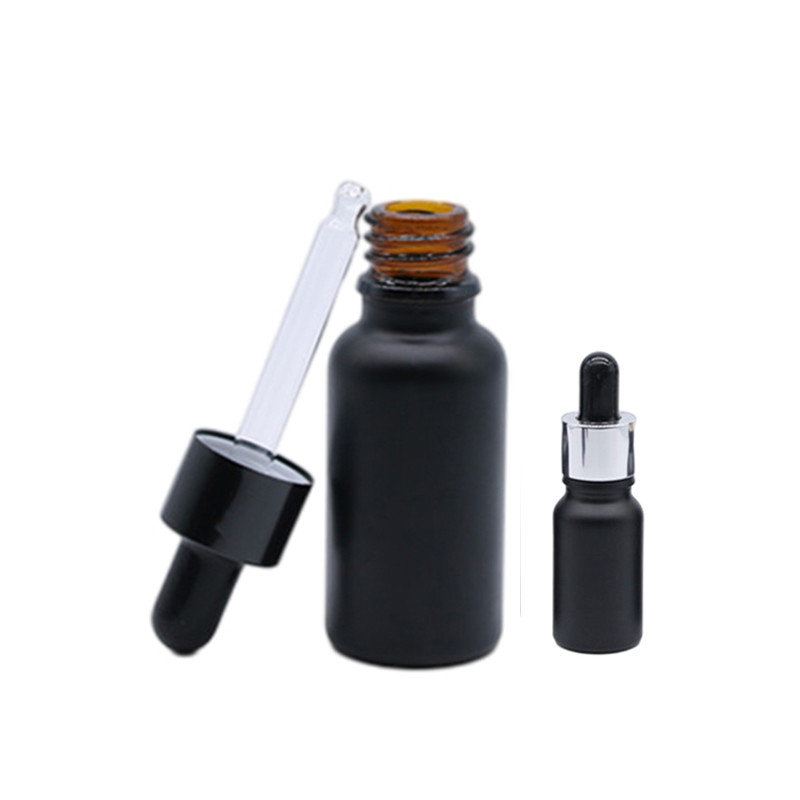 15ml 30ml Frosted Matte Black Boston Round Bottles With Dropper Caps