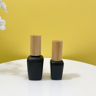 Botol Kaca Paku Oem Warna-warni Bentuk Persegi Bulat Oval 10ml 12ml 15ml Dengan Tutup Bambu